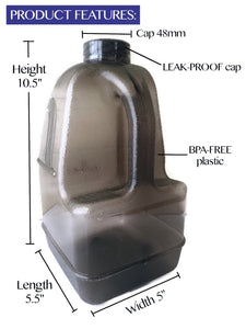 1 Gallon BPA FREE Reusable Leak Proof Plastic Drinking Water Bottle Square Jug Container - Gray - AquaNation™ 
