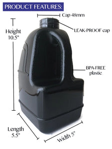 1 Gallon BPA FREE Reusable Leak Proof Plastic Drinking Water Bottle Square Jug Container - Black - AquaNation™ 