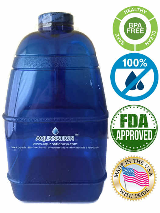 1 Gallon BPA FREE Reusable Leak Proof Plastic Drinking Water Bottle Square Jug Container - AquaNation™ 