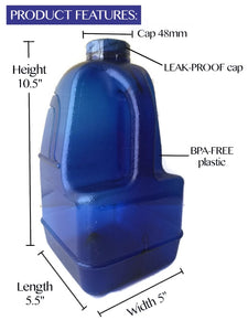 1 Gallon BPA FREE Reusable Leak Proof Plastic Drinking Water Bottle Square Jug Container - Dark Blue - AquaNation™ 