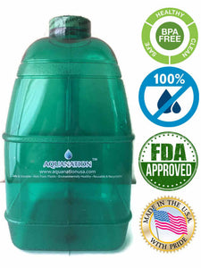 1 Gallon BPA FREE Reusable Leak Proof Plastic Drinking Water Bottle Square Jug Container - Green - AquaNation™ 
