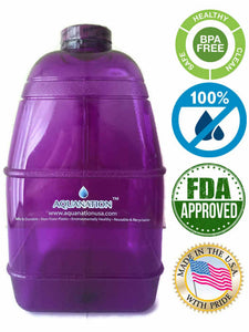 1 Gallon BPA FREE Reusable Leak Proof Plastic Drinking Water Bottle Square Jug Container - Purple - AquaNation™ 