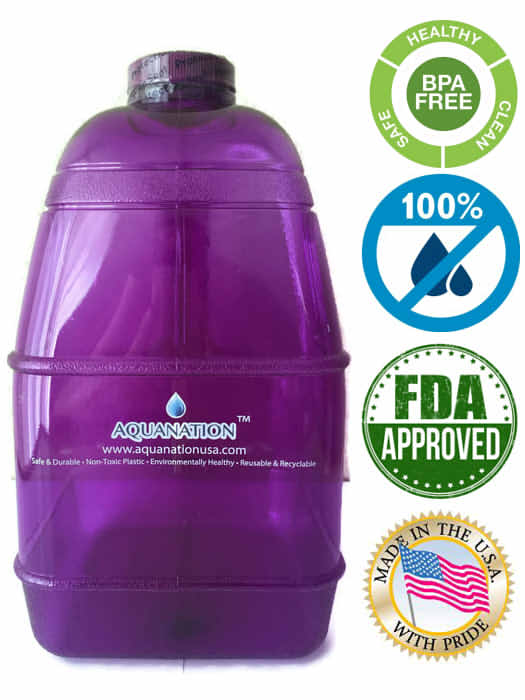 1 Gallon BPA FREE Reusable Leak Proof Plastic Drinking Water Bottle Square Jug Container - Purple - AquaNation™ 