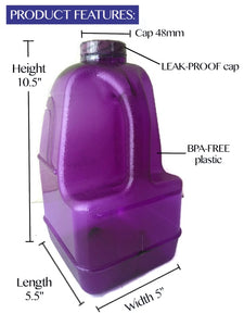 1 Gallon BPA FREE Reusable Leak Proof Plastic Drinking Water Bottle Square Jug Container - Purple - AquaNation™ 