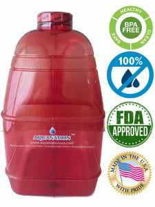 1 Gallon BPA FREE Reusable Leak Proof Plastic Drinking Water Bottle Square Jug Container - Red - AquaNation™ 