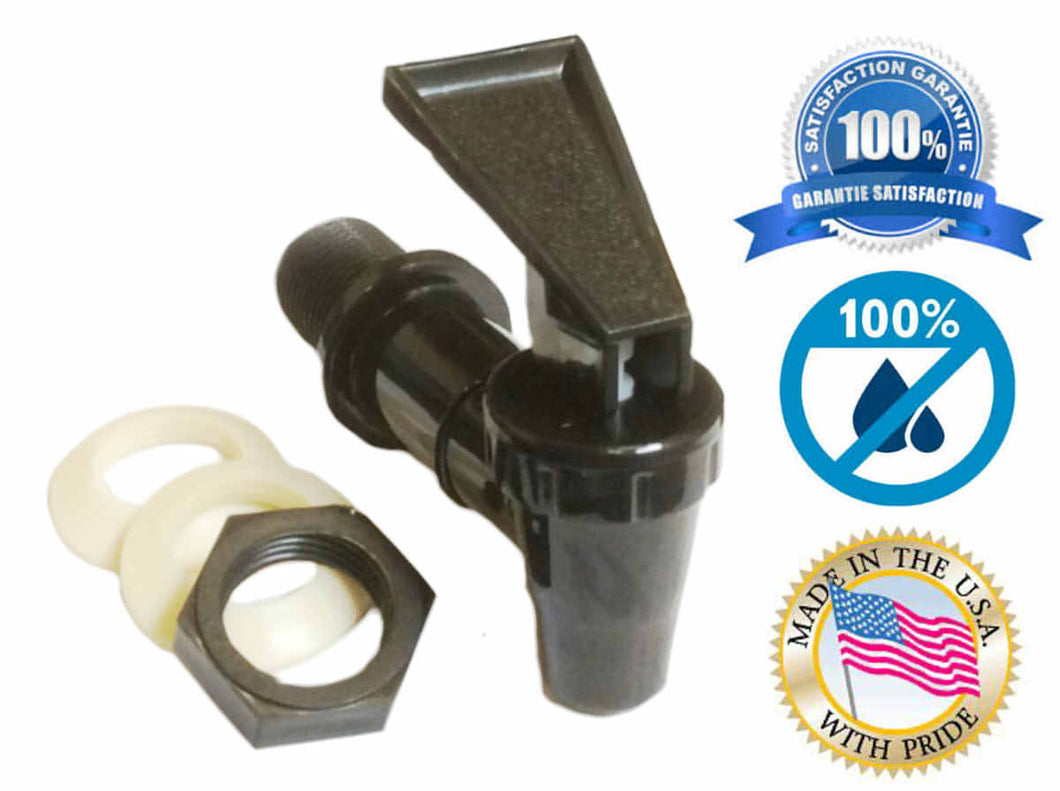 AquaNation BPA Free Replacement Cooler Water Bottle Jug Spigot/ Faucet, Reusable Spout For Water Beverage, Dispenser, Water Crock With Lever Water Tap - Black - AquaNation™ 