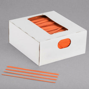 2000 Pieces Twist Ties 4" Length Paper Coated No Rip Cellophane Twist Ties For General Use - Orange - AquaNation™ 
